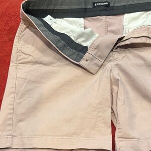 Express Men's Light Pink Flat Front Shorts